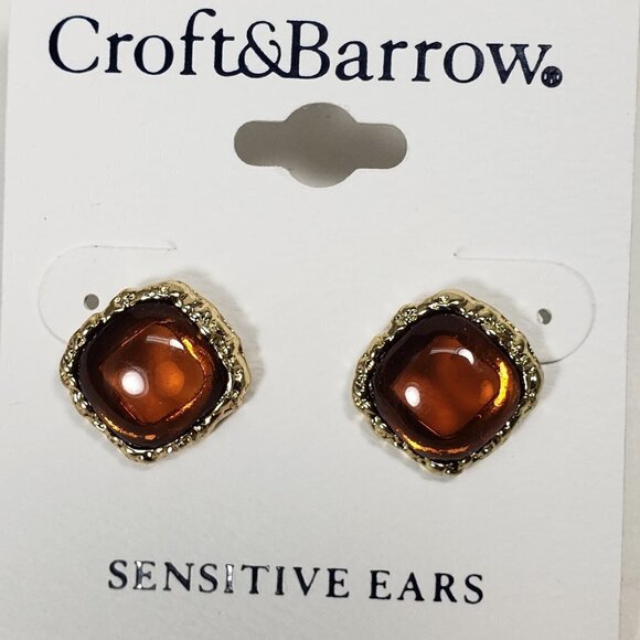 CROFT & BARROW, Gold-tone Brown Square Stone Stud Earrings | 2/$30 | Jewelry - Picture 4 of 10